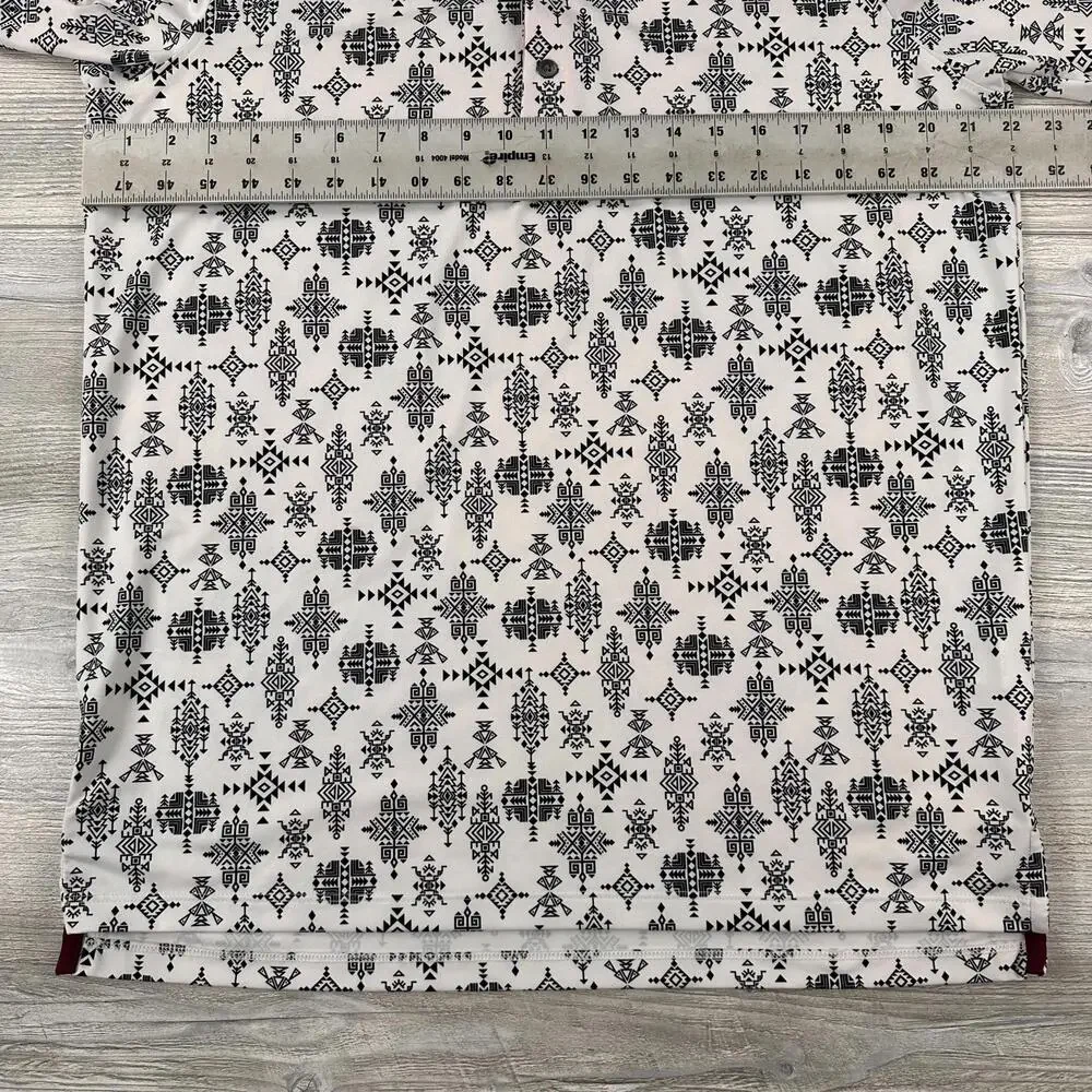 Greyson Polo Shirt Mens Medium White Black Aztec Southwestern Dakota Dunes - Picture 4 of 8